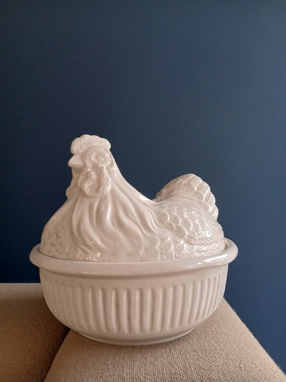 Image 1 of Vintage eggshell/covered dish, earthenware