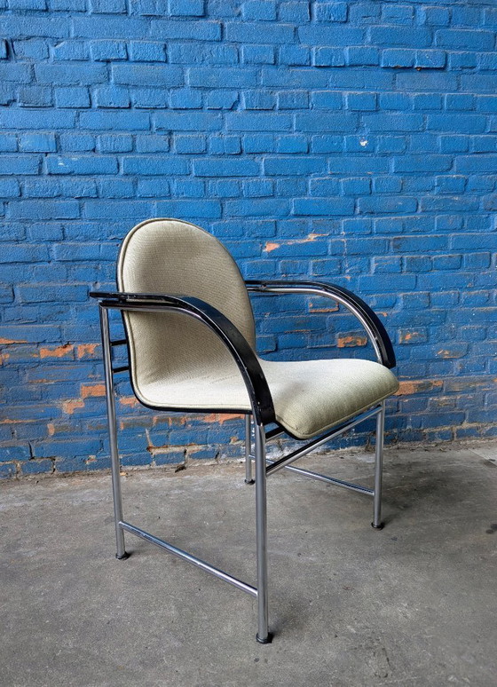 Image 1 of Vintage Arco BK dining chairs -chrome & black-.