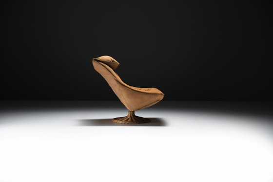 Image 1 of Chaise longue pivotante Delantra en cuir cognac par Gerard van den Berg pour Montis