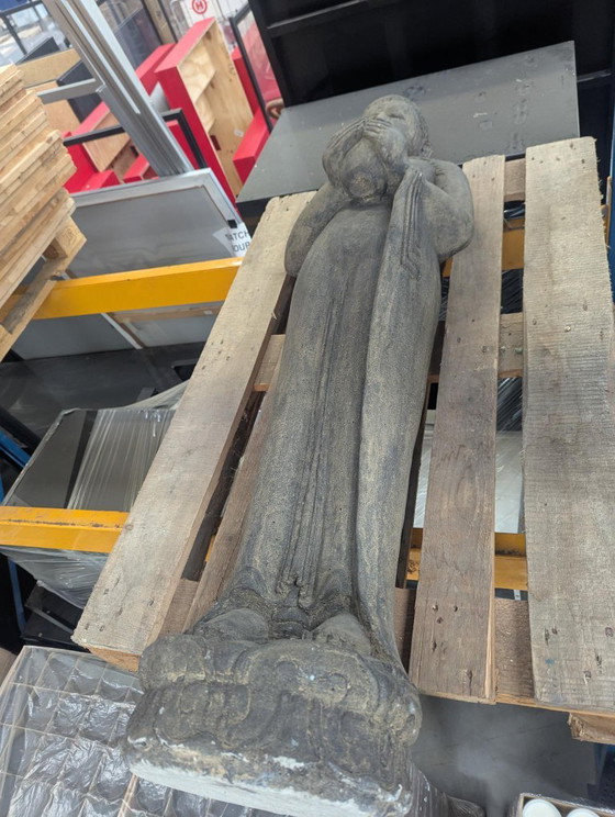 150 Cm Hoog 5 X Boeddha Beelden Van Gietsteen – Beeldhouwkunst, Stone (photo 7 of 8)