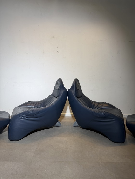 Image 1 of Marc Sadler “Hal” Lounge Chair + Ottoman for Cassina (1996) – Blue Leather