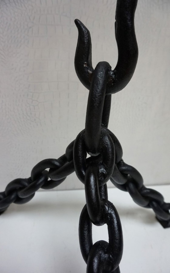 Image 1 of Vintage brutalist nautical standing metal chain lamp in the style of Franz West, 1970s