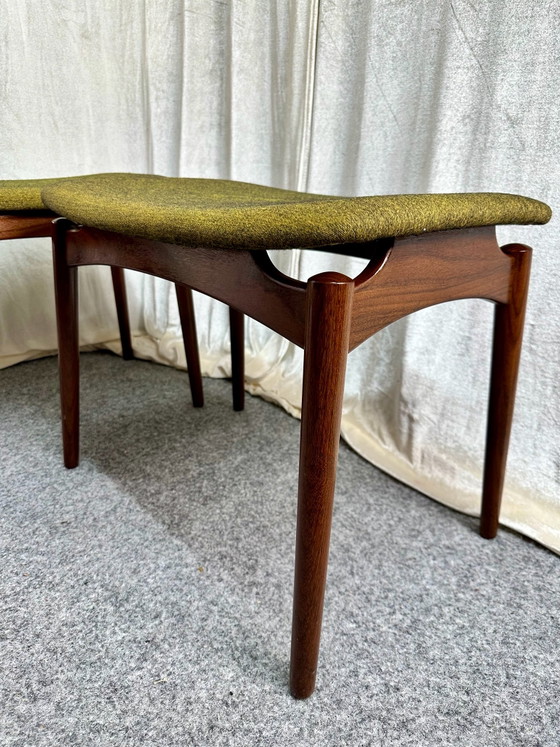 Danish Design, “Sigfred Omann, Ølholm” Poggiapiedi e pouf, Teak, Mid Century, Ølholm Møbelfabrik, Legno, Verde (foto 9 di 11)