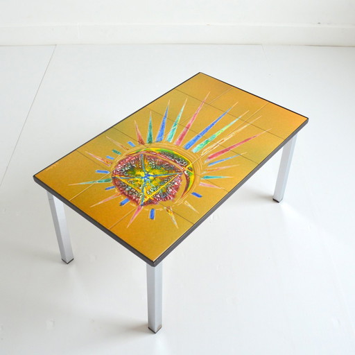 Coffee Table / Sofa / Hand-painted Ceramic 1960s