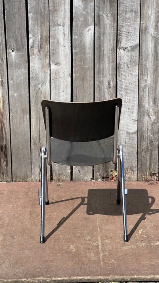 Black’n Chrome Galvanitas stoelen, Zwart Pagholz, Verchroomd frame, Vintage design 1 of 44, Dining chairs (photo 4 of 10)
