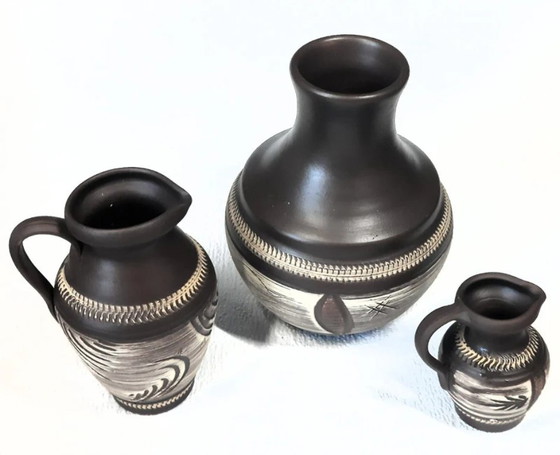 Image 1 of (W001) Wunderschönes Trio westdeutscher Vasen von Eckhardt & Engler (1950er-1960er Jahre)