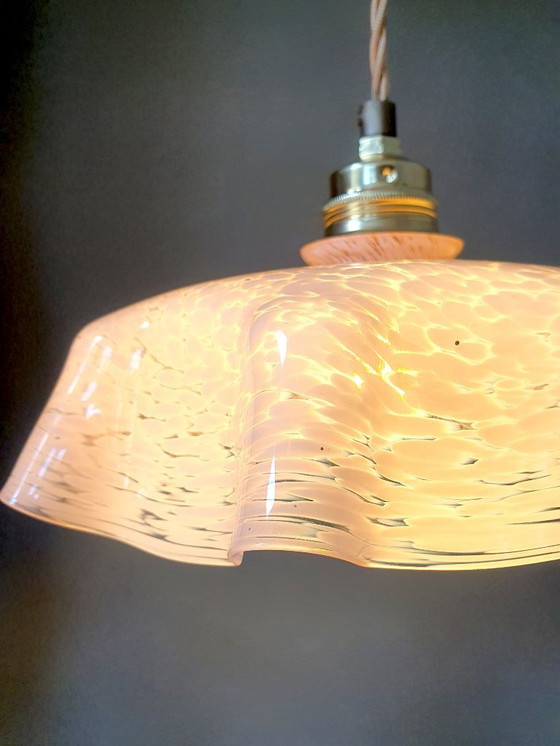 Image 1 of Lampada a sospensione vintage in vetro Clichy, anni '30, lampada da soffitto Art Déco