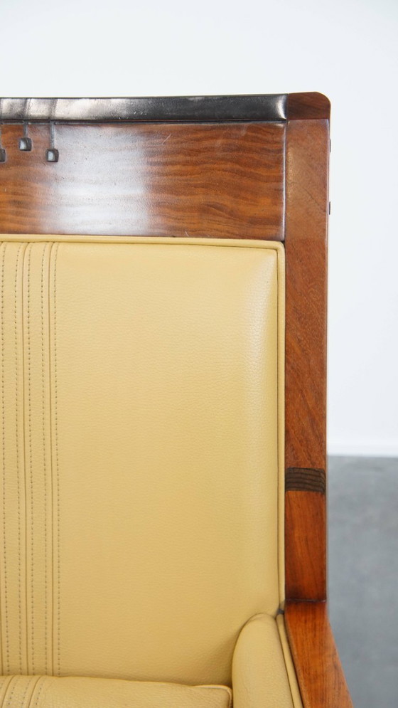 Image 1 of Art Deco Schuitema Design Sessel in gelbem Leder mit hoher Rückenlehne aus der Serie Decoforma