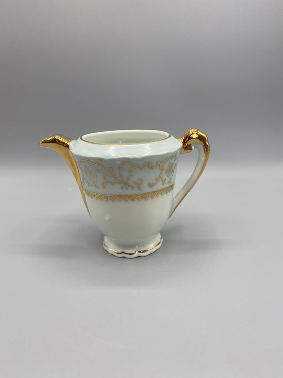 Cafetière en porcelaine de Limoges Jammet-Seignolles – Décor bleu céladon et or – Objets déco, Gold (photo 3 of 8)