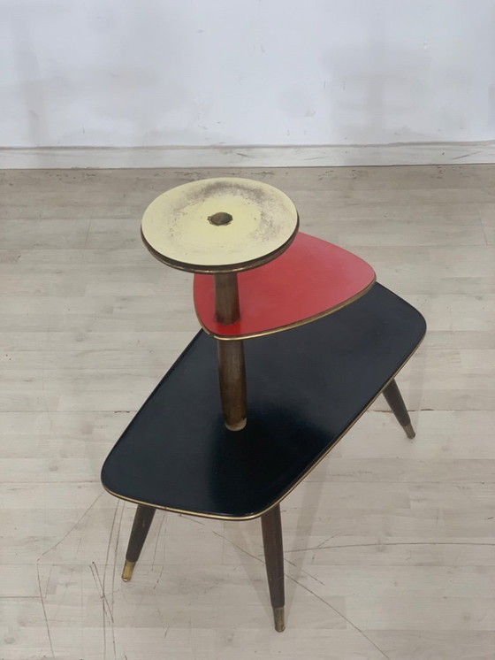 Image 1 of Midcentury flower stand Flower table Shelf Side table Kidney-shaped table Vintage