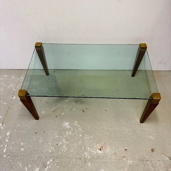 Peter Ghyczy design salontafel messing glas 1970 – Wood, Vintage (photo 2 of 9)
