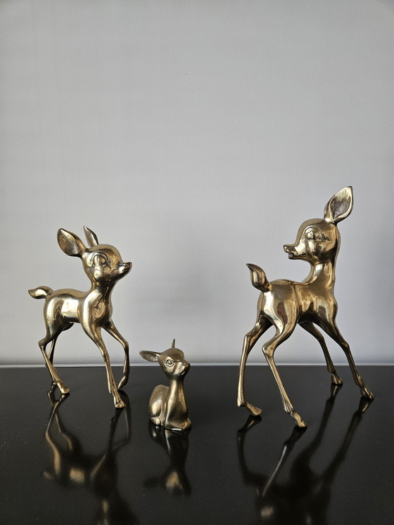 Image 1 of Brass Bambi set of 3