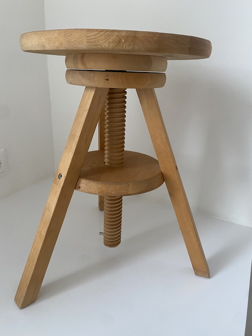 Sgabello da studio vintage di metà secolo - Sgabello da disegno - Sgabello da pianoforte