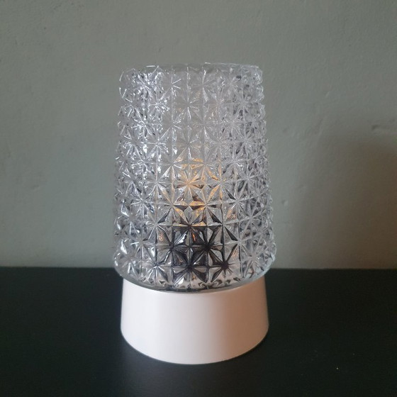 Image 1 of Vintage ceiling lamp clear glass - Facet glass in cylindrical shape