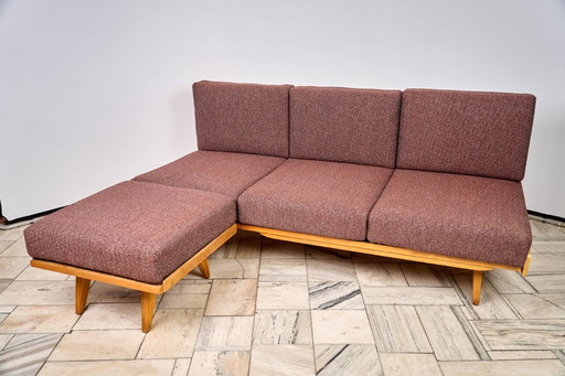 Canapé-lit modulable vintage avec pouf, années 1960, Tchécoslovaquie