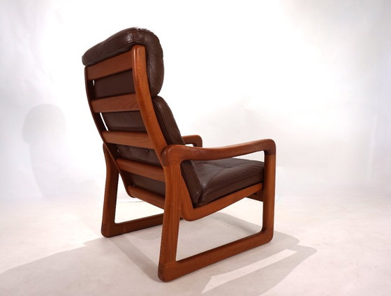 Image 1 of EMC teakhouten leren fauteuil, 1960
