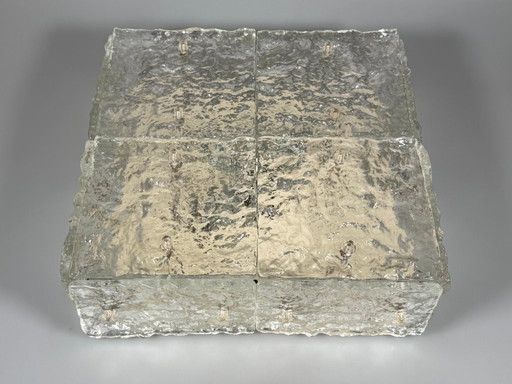60er 70er Jahre Ice Glas Plafoniere Flush Mount von Kalmar Franken KG Österreich