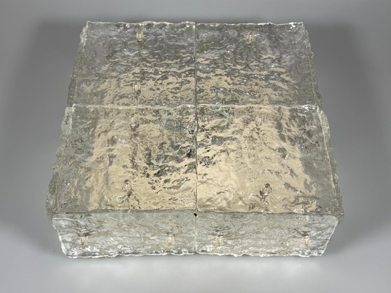 Image 1 of 60er 70er Jahre Ice Glas Plafoniere Flush Mount von Kalmar Franken KG Österreich