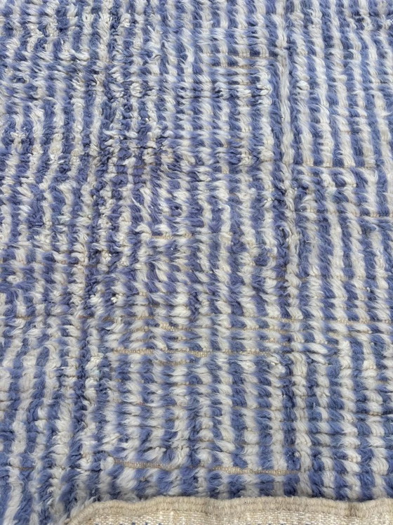 Image 1 of Moroccan Beni Ouarain Rug 200x310 cm Handmade Wool Rug Large Blue White Berber Carpet Free Shipping Hand Knotted Atlas Mountains