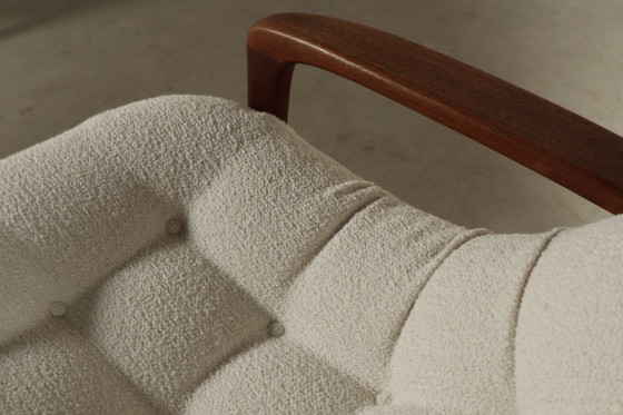 Image 1 of Chaise "Scoop" en teck avec ottoman par R.Huber & Co, 1960's