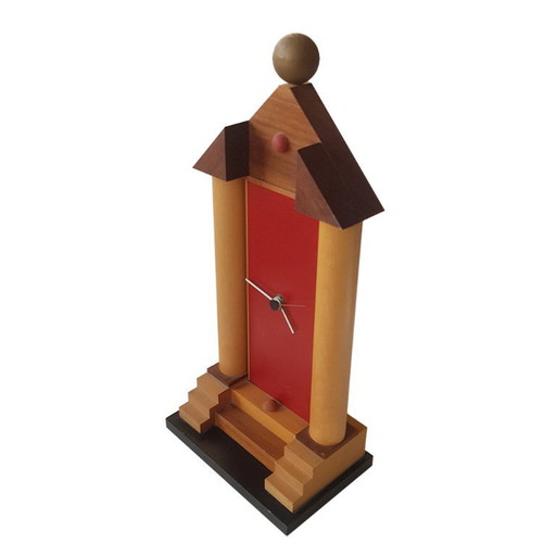 Postmoderne tafelklok van Pirondini, jaren 80. – klokken, Wood