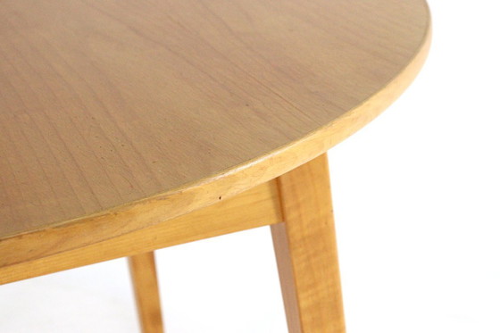 Image 1 of Beech dining set round dining table + 4 vintage dining chairs in the style of Pastoe