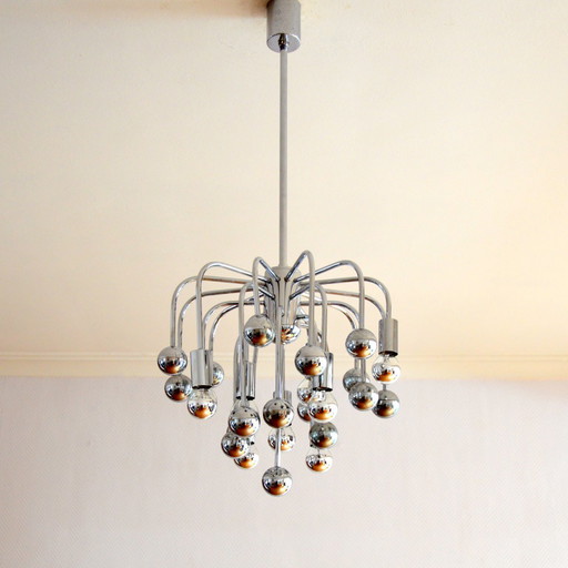 Sputnik chandelier / Space age / 9-light Design 1970s