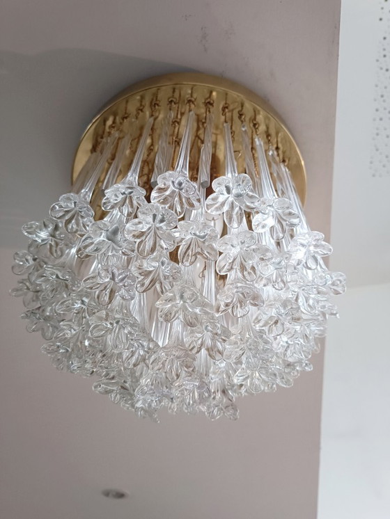 Image 1 of Kronleuchter aus Muranoglas mit Blumenstrauß von Venini, 1960er Jahre