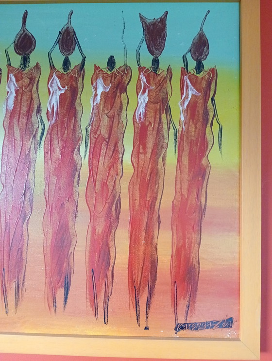 Image 1 of Superbe œuvre d'art peinte à la main en provenance de Tanzanie – Authentique, encadrée et prête à impressionner