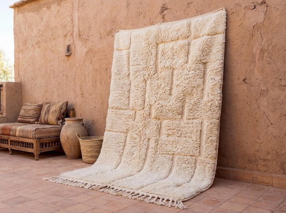 Image 1 of Authentiek wit Berberkleed van zuivere wol, 1,5/2,5 m