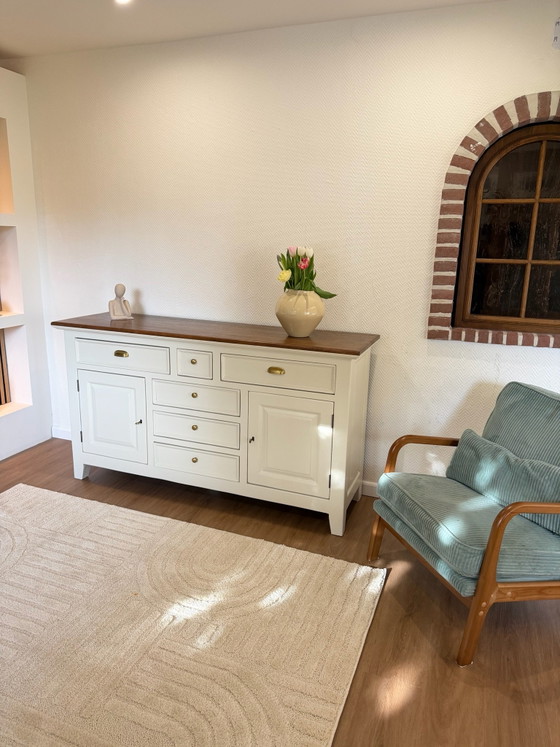 Credenza in Mogano Restaurata – Avorio & Noce – Mobile Contenitore Vintage – Henders & Hazel, Credenze, Legno (photo 8 of 8)