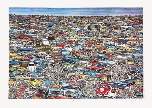 Gudmundur ERRO Carscape Affiche signée 1974
