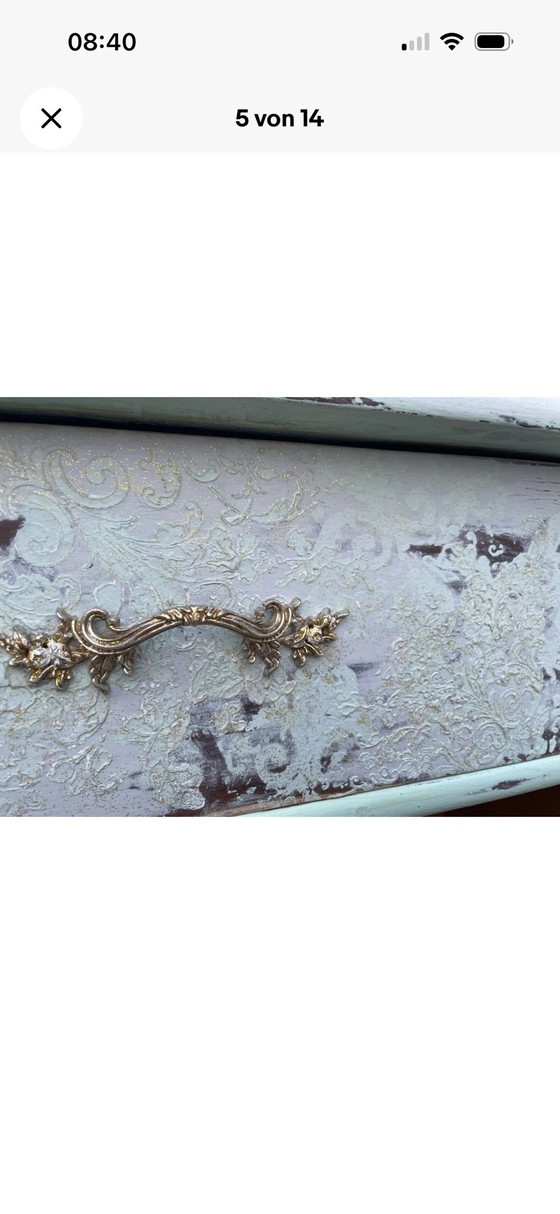 Shabby-Chic Chest of Drawers Mint Green, French Vintage Style, Unique Piece, Wood (photo 4 of 7)