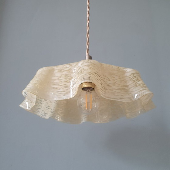 Vintage / Antieke Franse Glazen Hanglamp In Clichy Stijl. – Hanglampen, Metal (photo 11 of 15)
