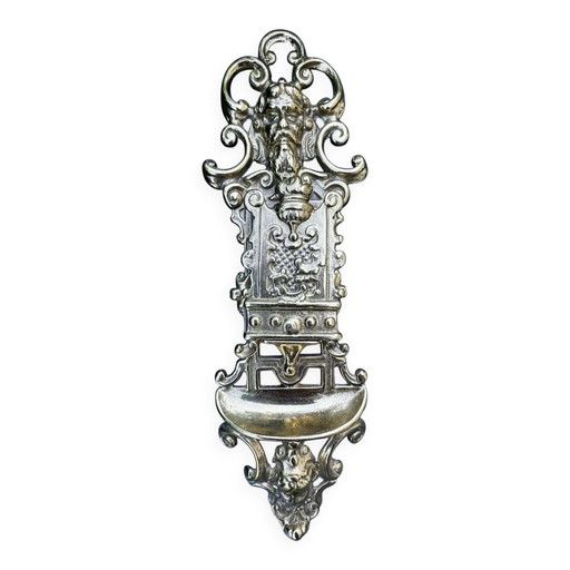 Barocker Messing-Zeitungsständer, wandmontierter Messing-Streichholzhalter.