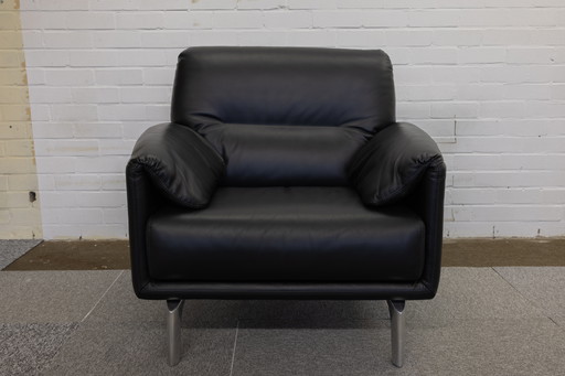 Leolux Bora Balanza Fauteuil en cuir noir