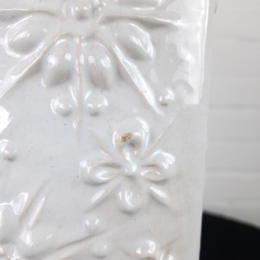 Vintage Scheurich vase Kosmos Sputnik white ceramic 1970s