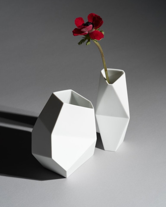 Image 1 of Rosenthal Bisque Porcelain Vase DUO by Achim Haigis Sculptural & Geometrical
