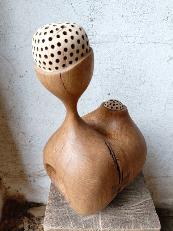 Image 1 of Sculptuur van gebeeldhouwd massief eikenhout
