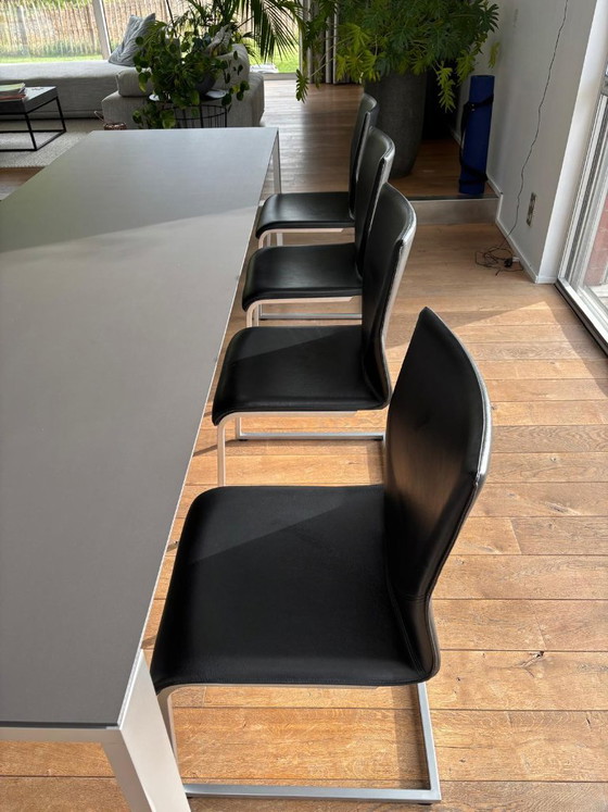 Willisau Dining chairs, black leather, Chrome, Modern (photo 2 of 11)