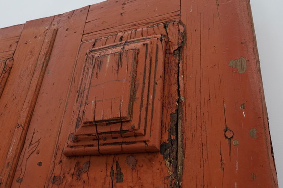 Image 1 of Grandes portes de monastère du 17e siècle en chêne laqué à la terre cuite, Portugal