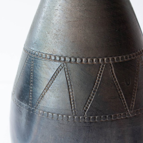 Image 1 of Vintage Handmade Black Pottery Vase from Bisalhaes, 1960's