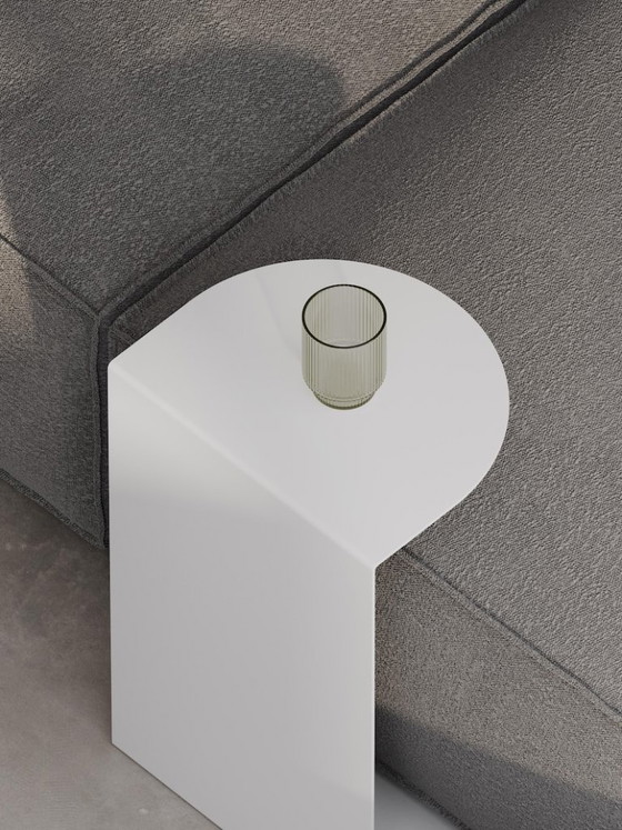 Image 1 of Tavolino da caffè minimalista in metallo | Tavolino moderno per soggiorno | Tavolino bianco e nero | 60x30x37 cm