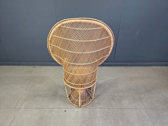 Image 1 of Fauteuil paon vintage en osier, années 1970