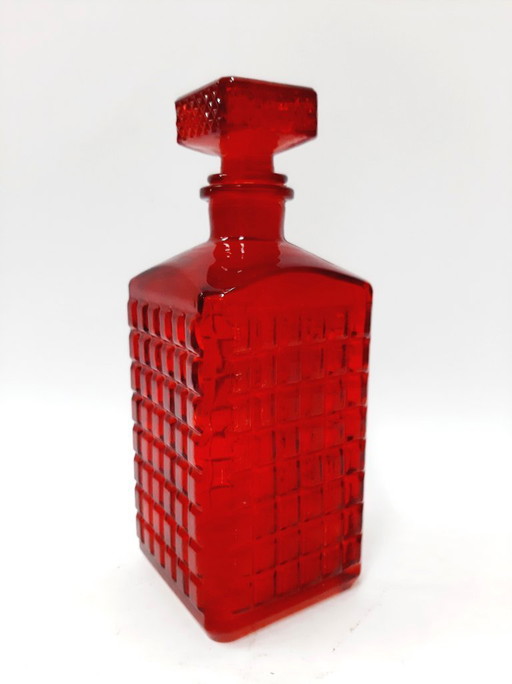 Vintage Ruby Red Glass Carafe, Decanter