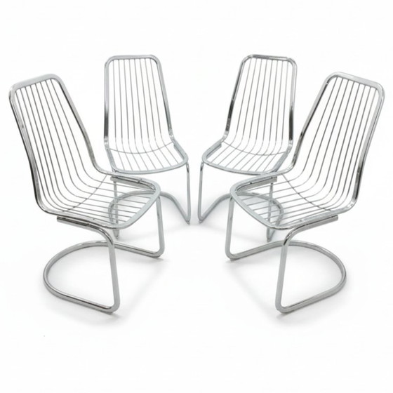 Image 1 of Sillas retro cromadas de Gastone Rinaldi, década de 1970 – Juego de 4