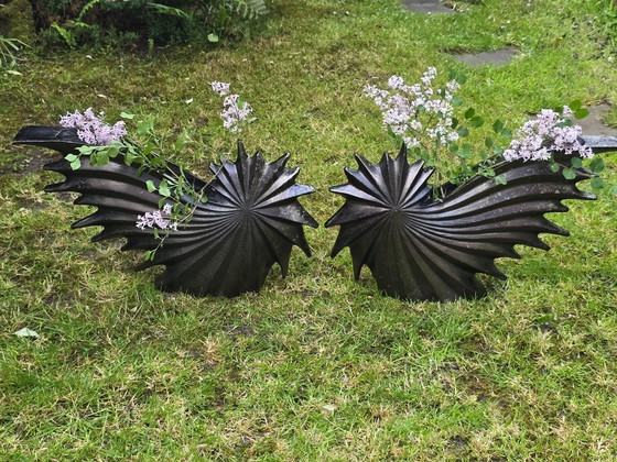 Image 1 of Set Of 2 Large Aluminum Vases, Falling Star