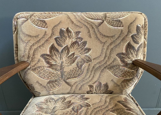 Image 1 of Cocktailstuhl mit Armlehnen, Blumenmuster, 1960er Jahre