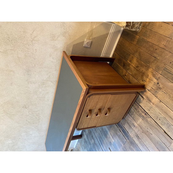 Image 1 of Vintage teak and green linoleum pedestal desk by Rud Thygesen & Johnny Sorensen