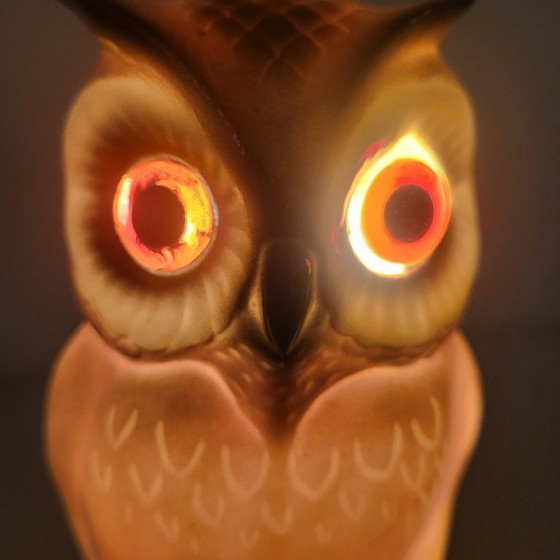 Image 1 of Vintage ceramic owl lamp/nightlight, 1950s-60s, Germany